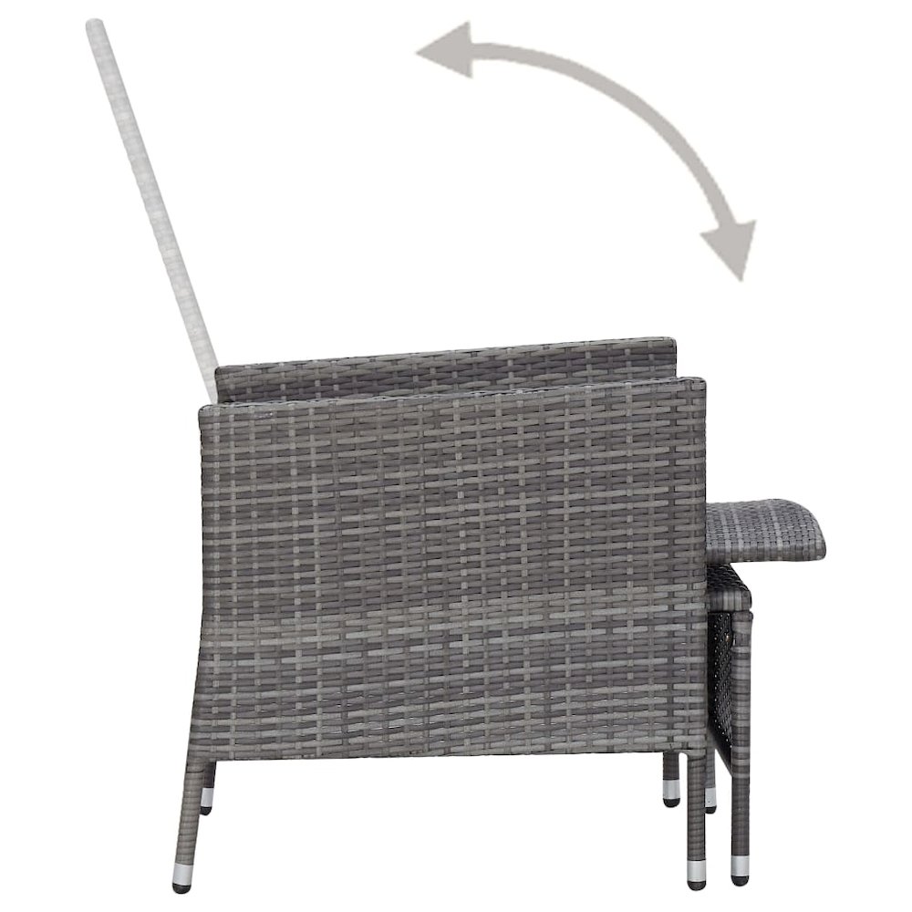 Garden Furniture Set Gray PE rattan, powder-coated steel, polyester. Picture 6