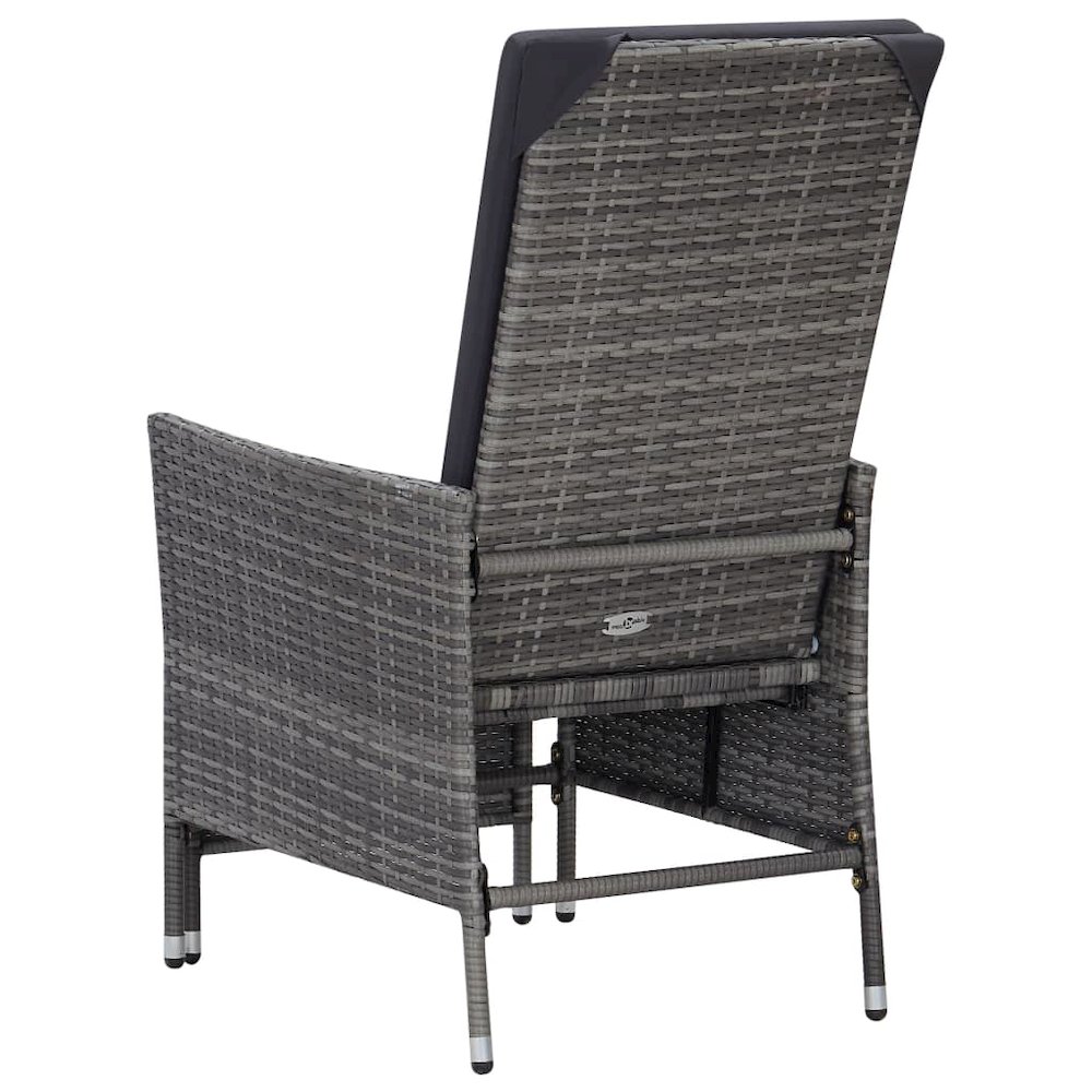 Garden Furniture Set Gray PE rattan, powder-coated steel, polyester. Picture 7