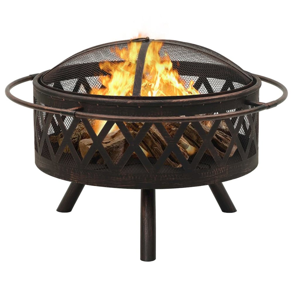 vidaXL Rustic Fire Pit with Poker 29.9" XXL Steel, 311885. Picture 2