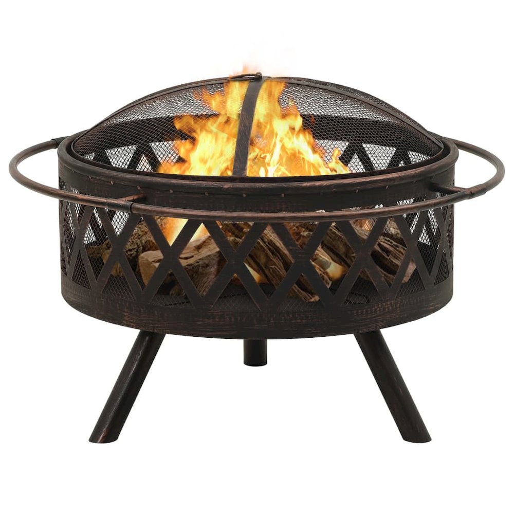 vidaXL Rustic Fire Pit with Poker 29.9" XXL Steel, 311885. Picture 3
