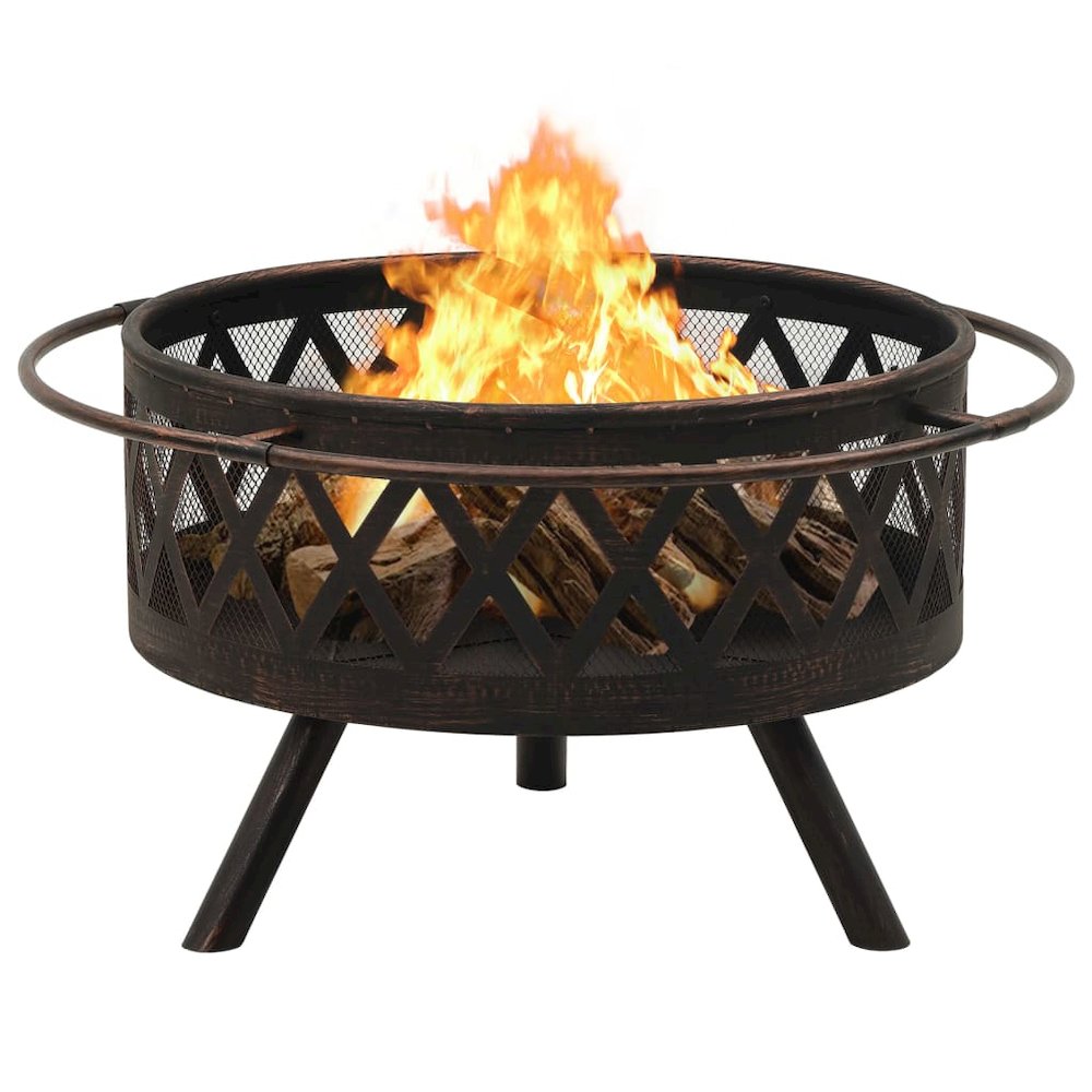 vidaXL Rustic Fire Pit with Poker 29.9" XXL Steel, 311885. Picture 4