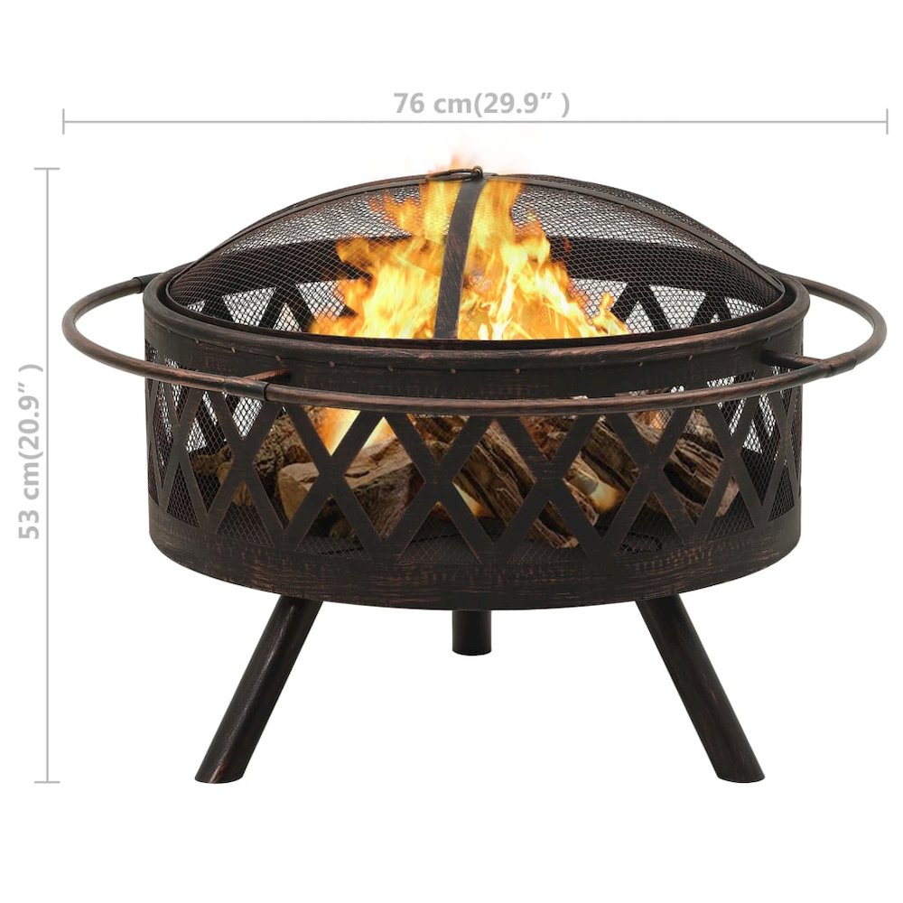 vidaXL Rustic Fire Pit with Poker 29.9" XXL Steel, 311885. Picture 8