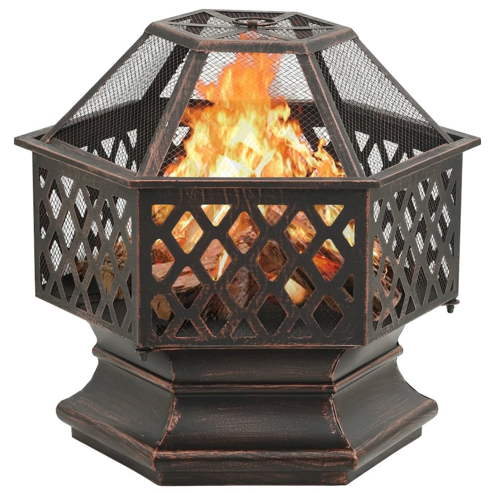 vidaXL Rustic Fire Pit with Poker 24.4"x21.3"x22" XXL Steel, 311887. Picture 2