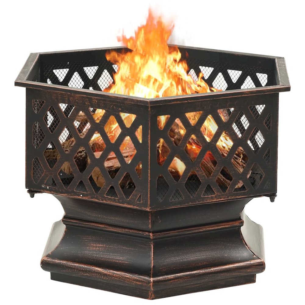 vidaXL Rustic Fire Pit with Poker 24.4"x21.3"x22" XXL Steel, 311887. Picture 4