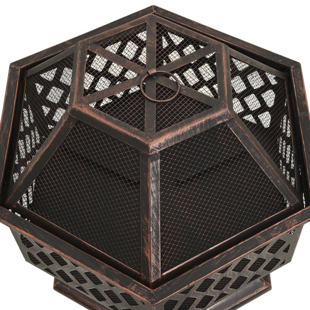 vidaXL Rustic Fire Pit with Poker 24.4"x21.3"x22" XXL Steel, 311887. Picture 5