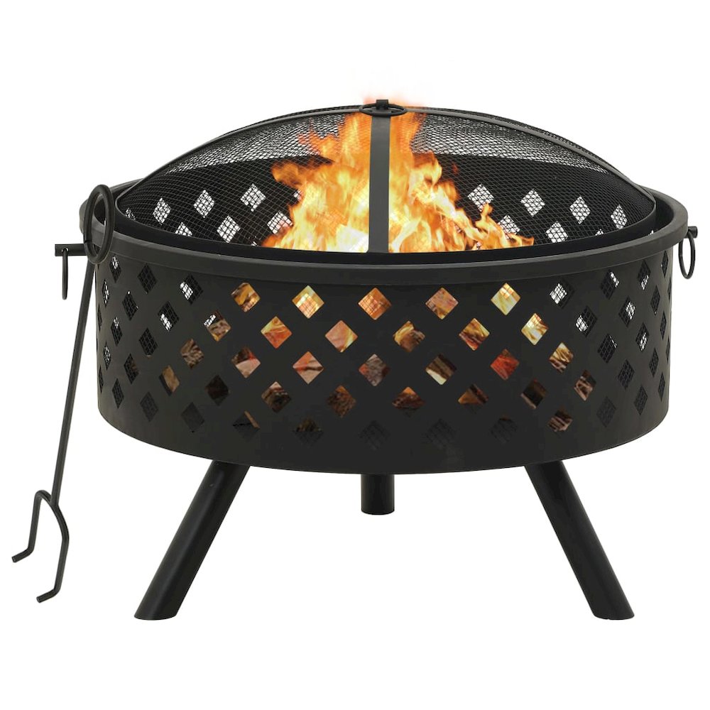 vidaXL Fire Pit with Poker 26.8" XXL Steel, 311890. Picture 1