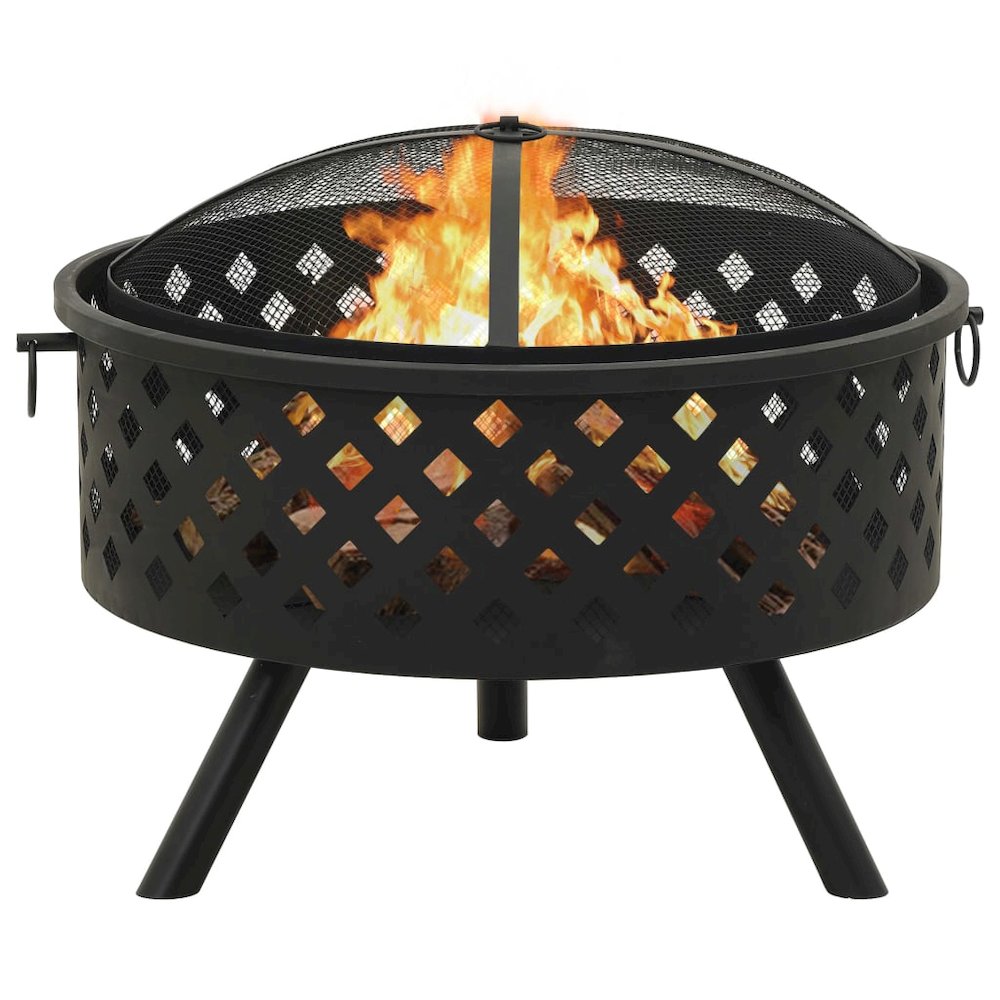 vidaXL Fire Pit with Poker 26.8" XXL Steel, 311890. Picture 2
