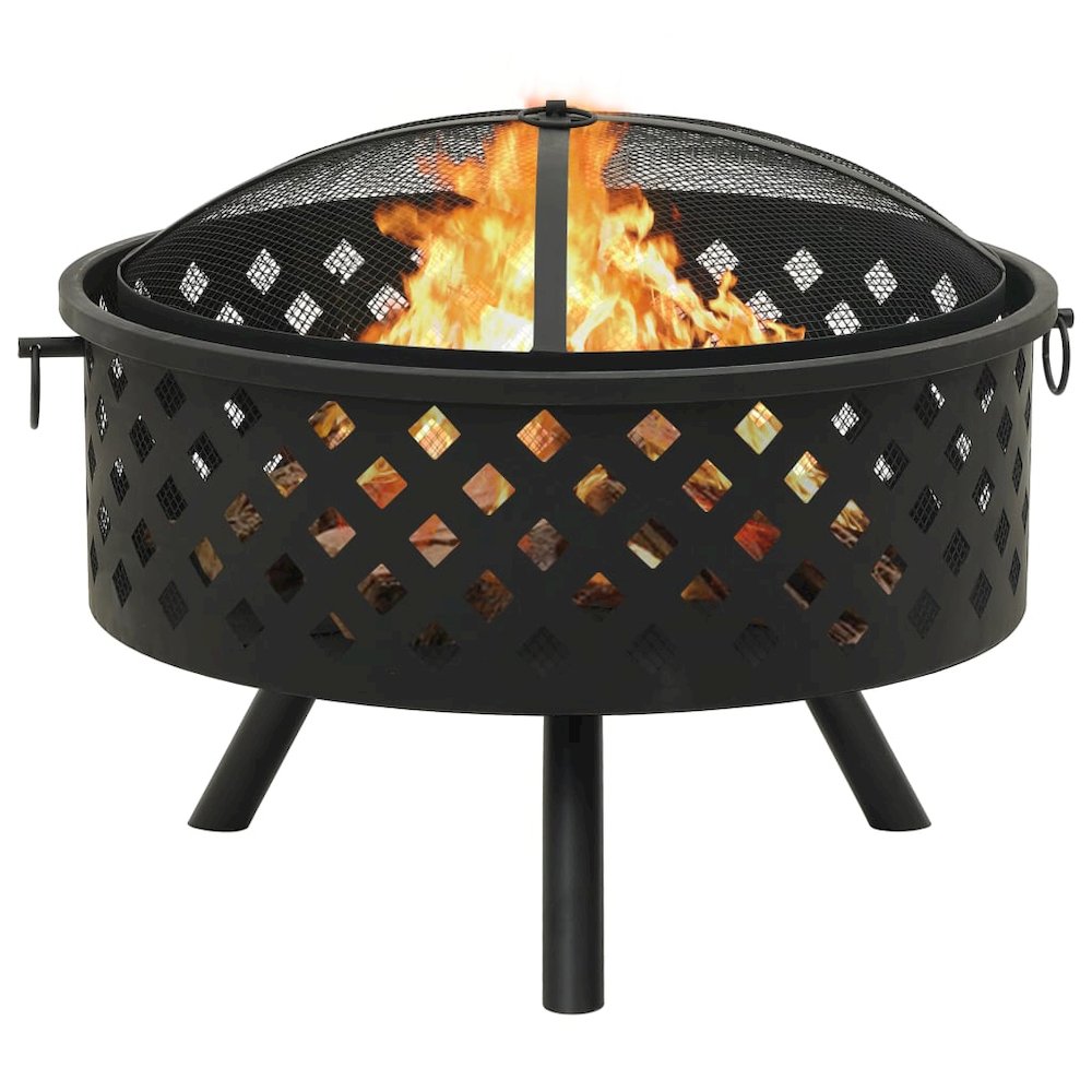 vidaXL Fire Pit with Poker 26.8" XXL Steel, 311890. Picture 3