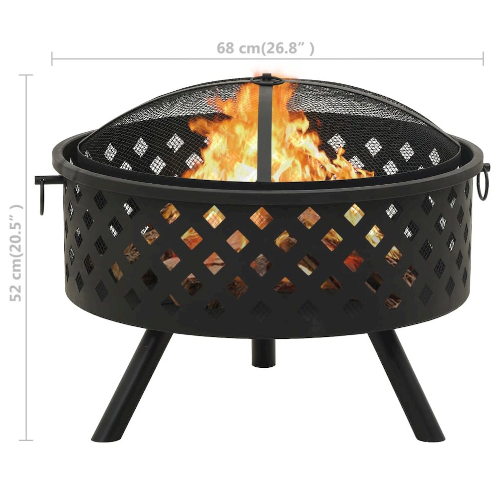 vidaXL Fire Pit with Poker 26.8" XXL Steel, 311890. Picture 8