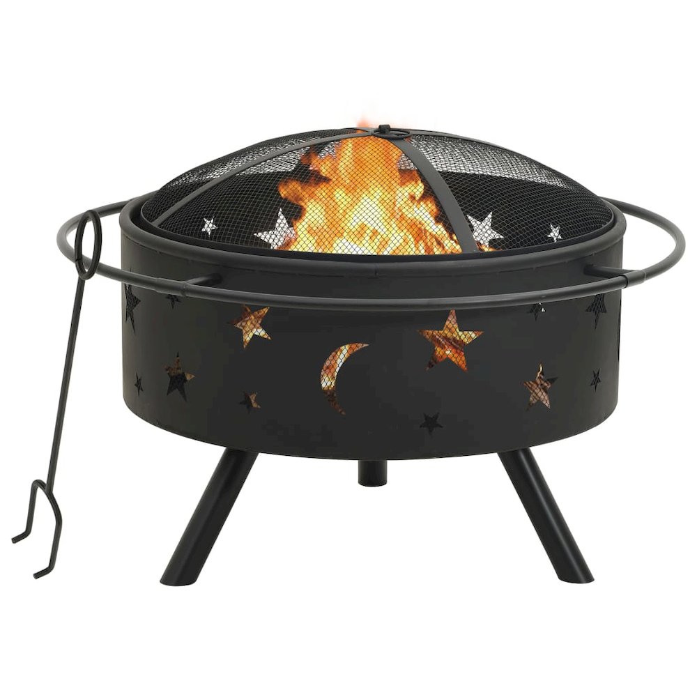 vidaXL Fire Pit with Poker 29.9"XXL Steel, 311892. Picture 1