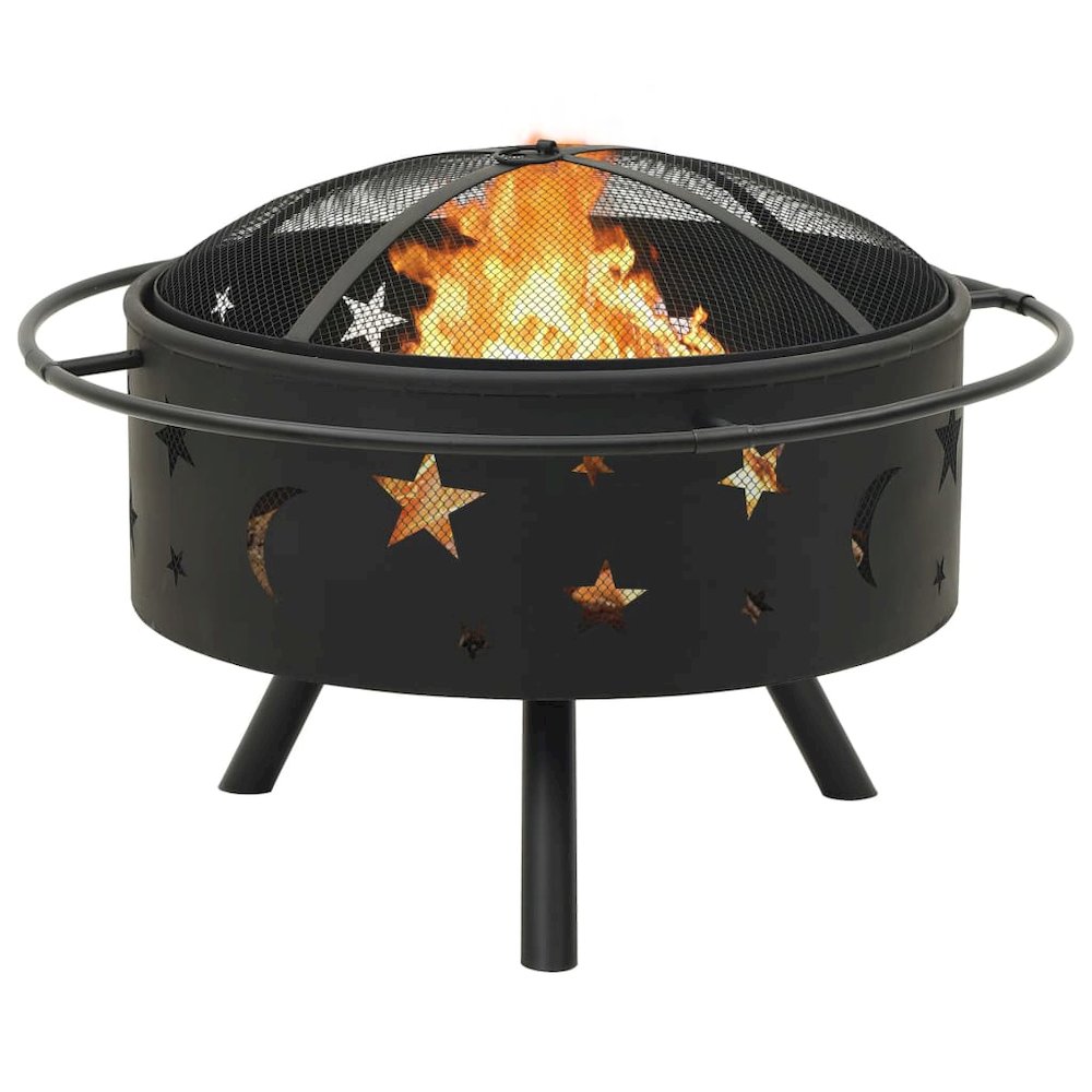 vidaXL Fire Pit with Poker 29.9"XXL Steel, 311892. Picture 3