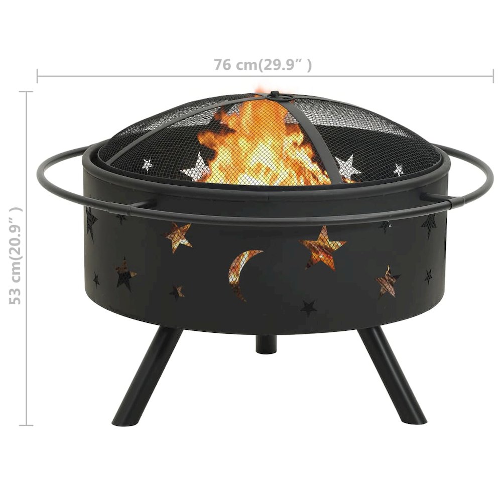 vidaXL Fire Pit with Poker 29.9"XXL Steel, 311892. Picture 8