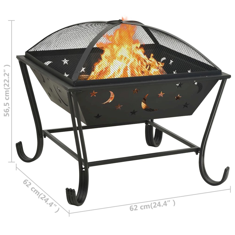 vidaXL Fire Pit with Poker 24.4" XXL Steel, 311893. Picture 8