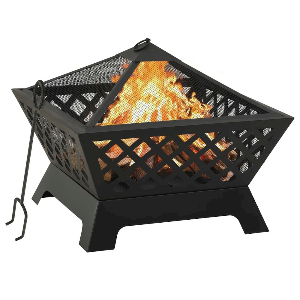 vidaXL Fire Pit with Poker 25.2" XXL Steel, 311894. Picture 1