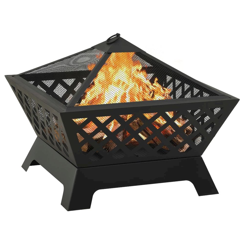 vidaXL Fire Pit with Poker 25.2" XXL Steel, 311894. Picture 2