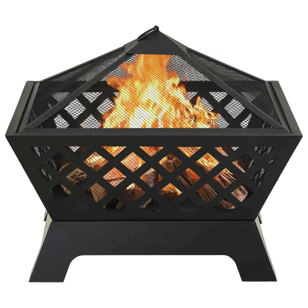 vidaXL Fire Pit with Poker 25.2" XXL Steel, 311894. Picture 3