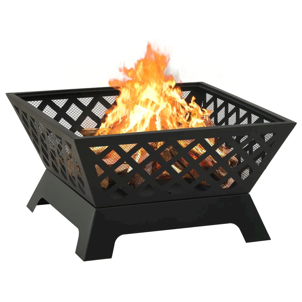 vidaXL Fire Pit with Poker 25.2" XXL Steel, 311894. Picture 4