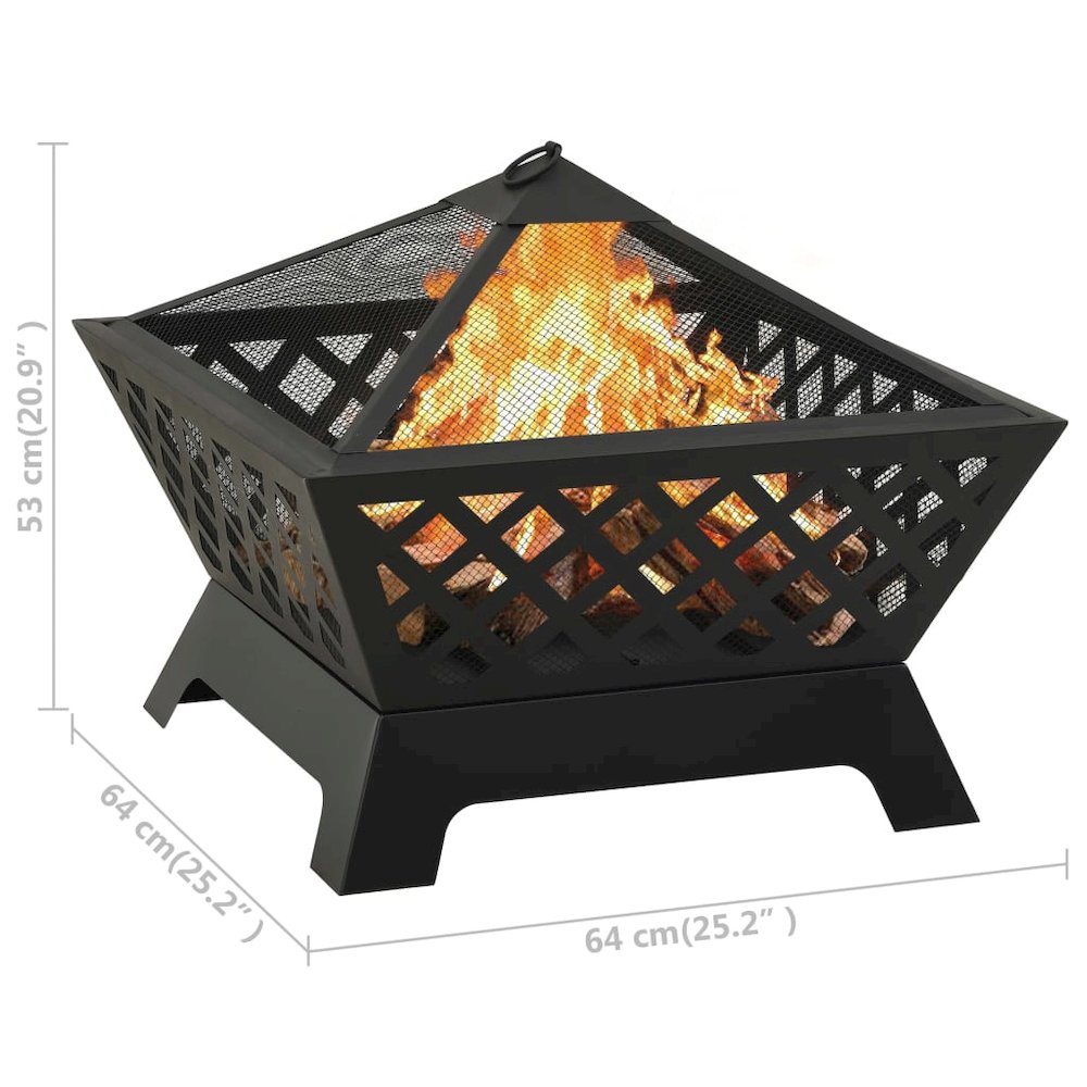 vidaXL Fire Pit with Poker 25.2" XXL Steel, 311894. Picture 8