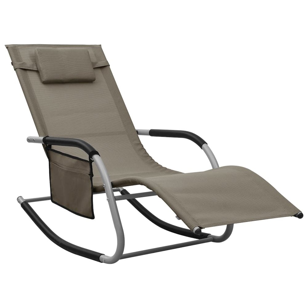 Sun Lounger Taupe Textilene Medium Foldable Folding Sun Lounger. Picture 1