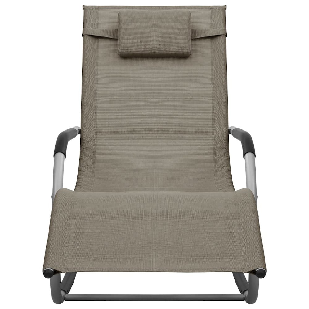 Sun Lounger Taupe Textilene Medium Foldable Folding Sun Lounger. Picture 2