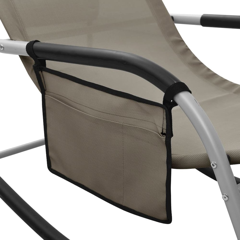 Sun Lounger Taupe Textilene Medium Foldable Folding Sun Lounger. Picture 5
