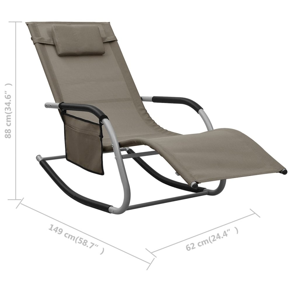 Sun Lounger Taupe Textilene Medium Foldable Folding Sun Lounger. Picture 7