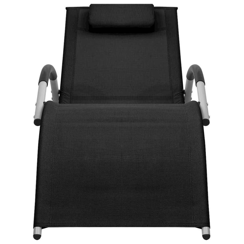 Sun Lounger Black and Gray Textilene, Aluminum, Powder-Coated Steel. Picture 2