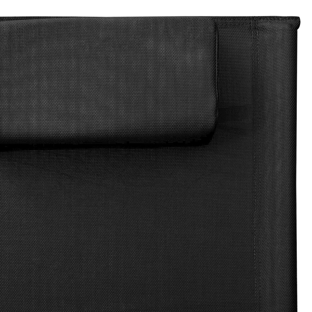 Sun Lounger Black and Gray Textilene, Aluminum, Powder-Coated Steel. Picture 6