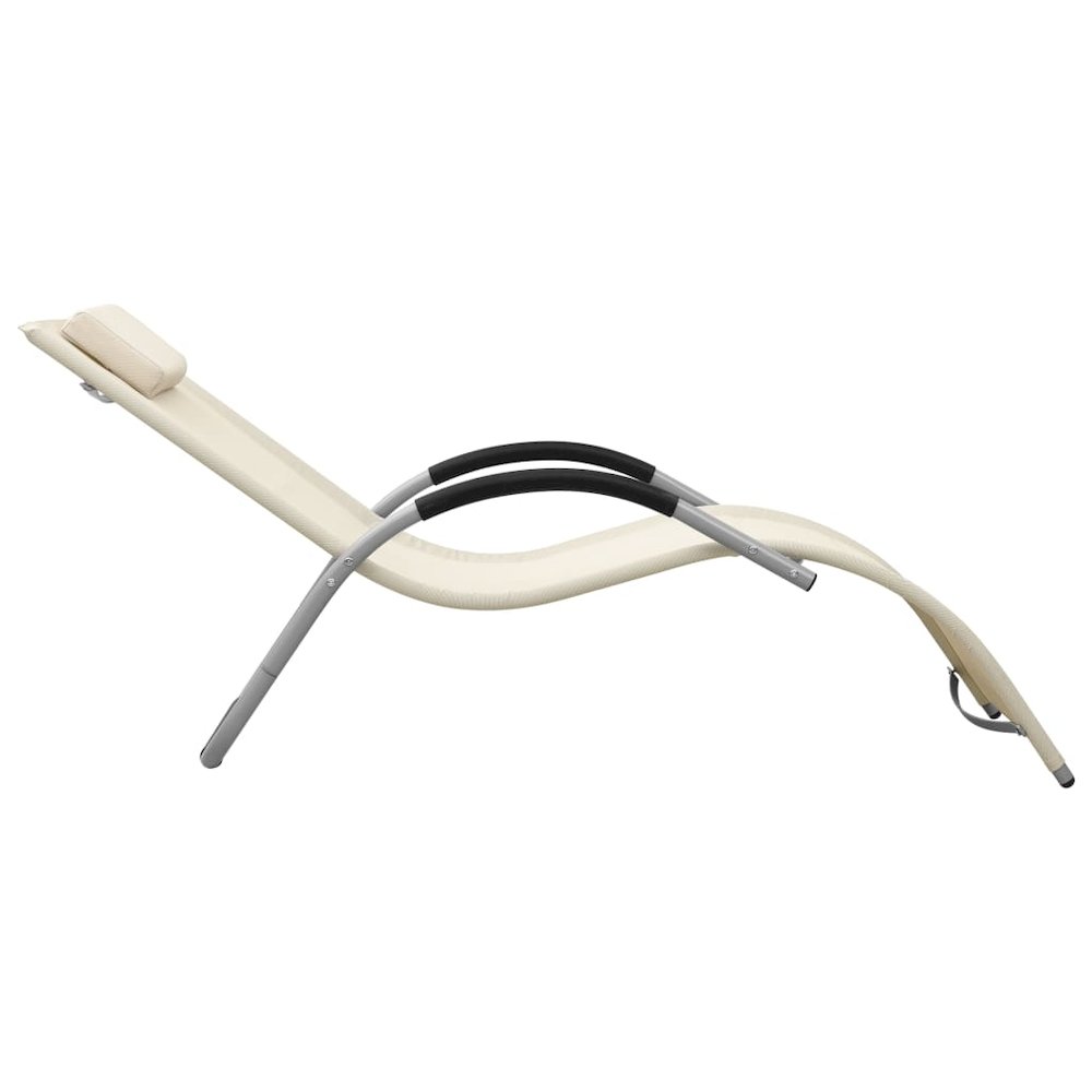 Sun Lounger Cream and Gray Textilene, Aluminum, Powder-Coated Steel. Picture 3