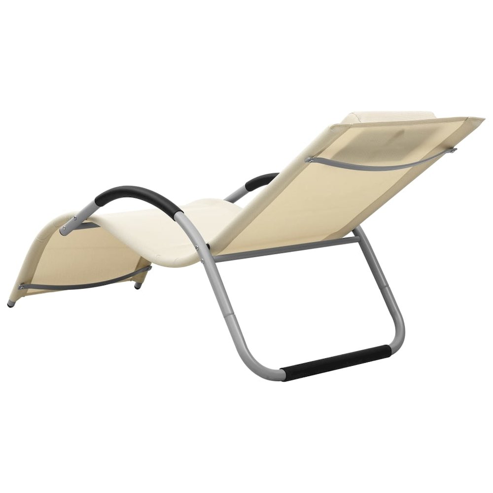 Sun Lounger Cream and Gray Textilene, Aluminum, Powder-Coated Steel. Picture 4