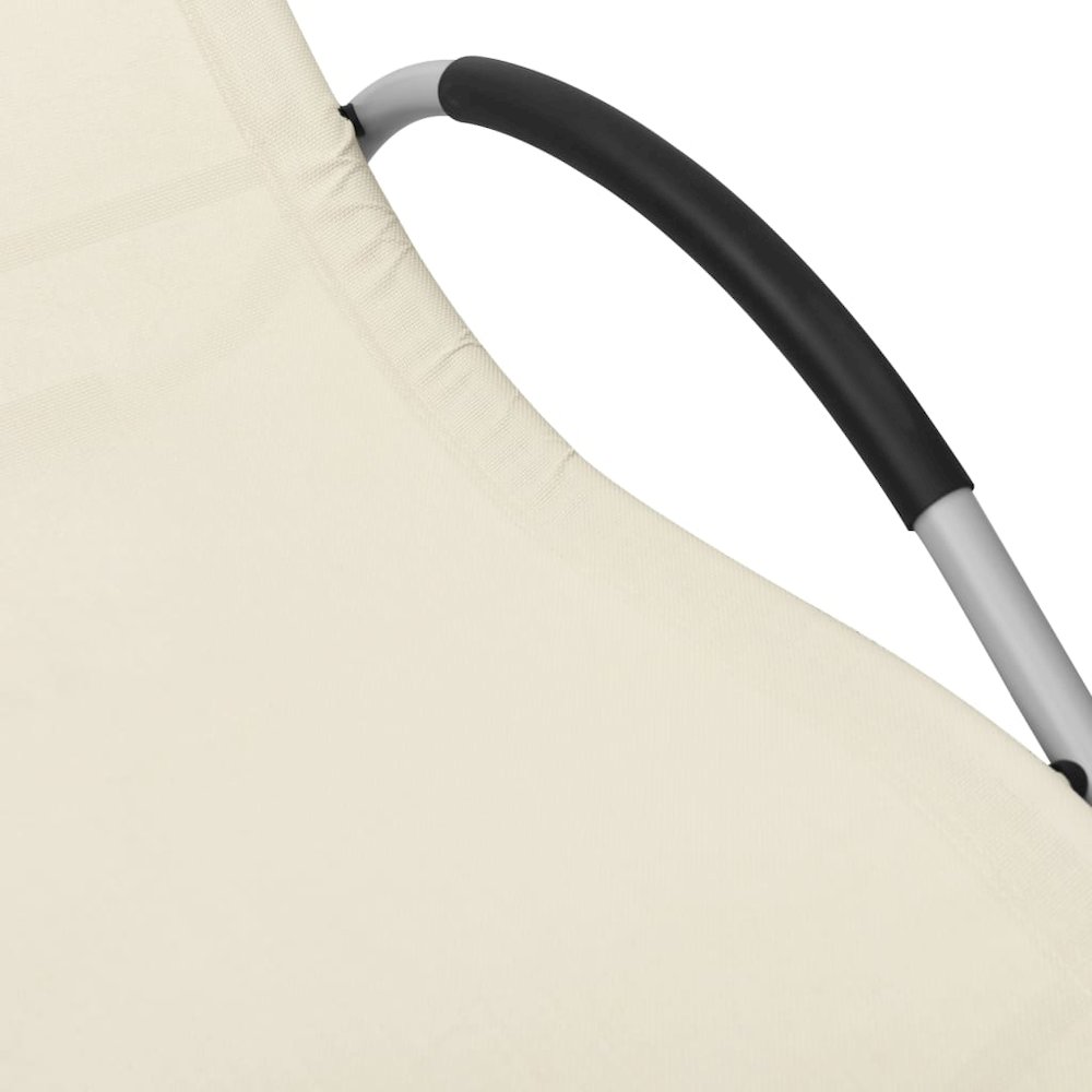 Sun Lounger Cream and Gray Textilene, Aluminum, Powder-Coated Steel. Picture 5