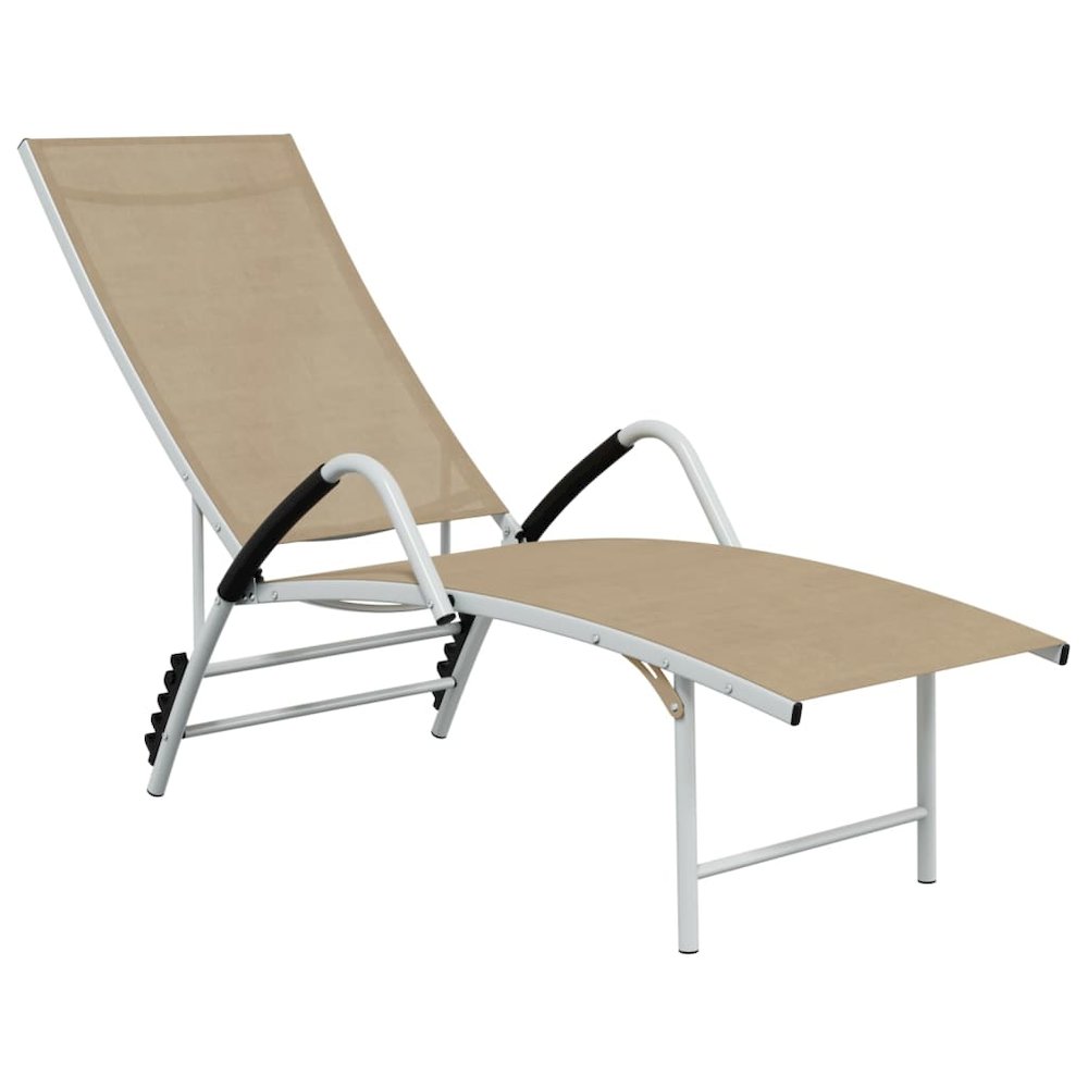 Sun Lounger Cream Aluminum Extra High Adjustable Armrests. Picture 2