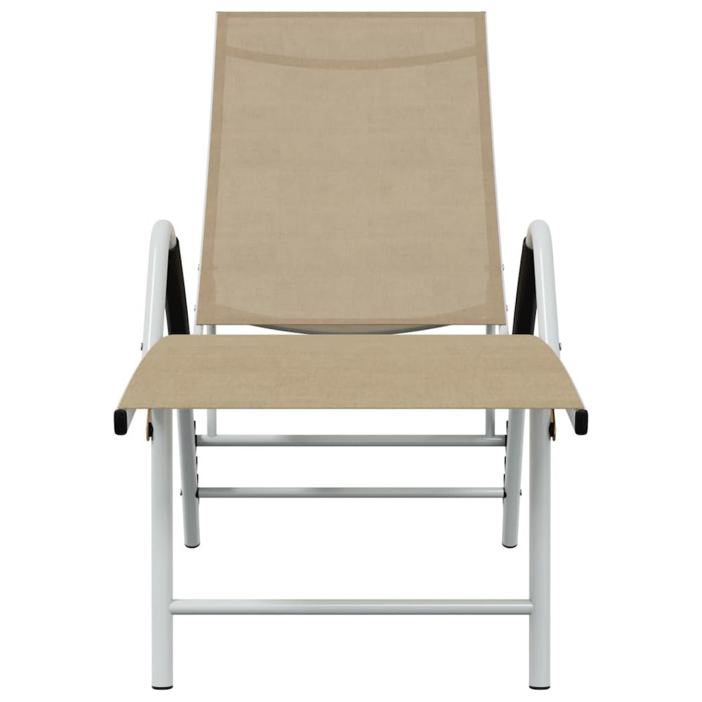 Sun Lounger Cream Aluminum Extra High Adjustable Armrests. Picture 3
