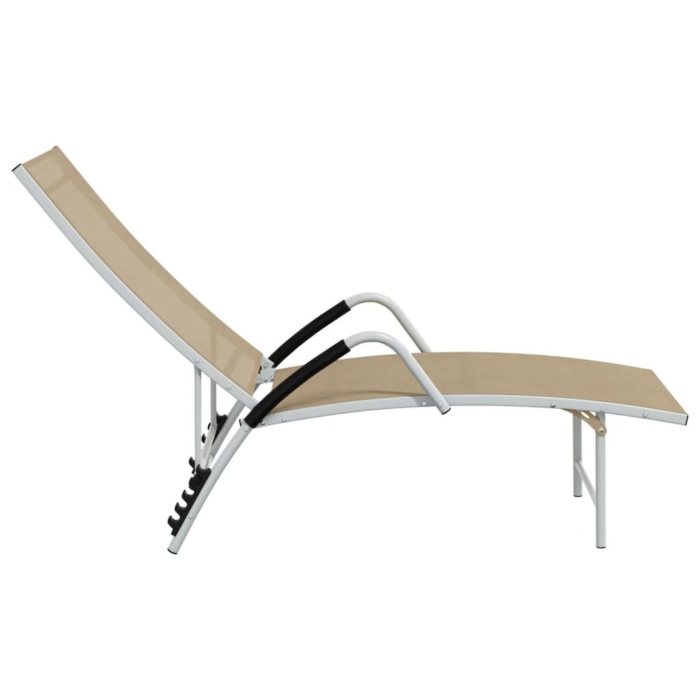 Sun Lounger Cream Aluminum Extra High Adjustable Armrests. Picture 4