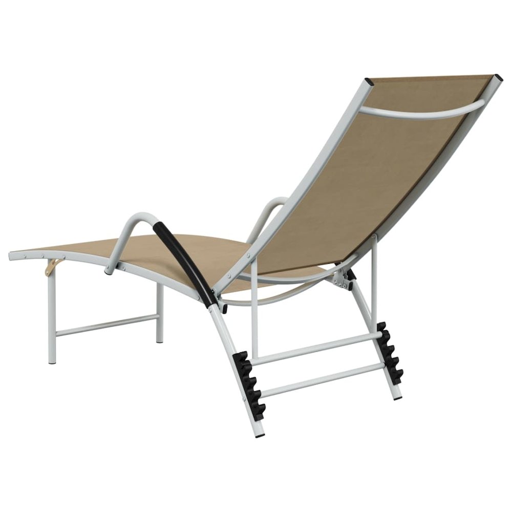 Sun Lounger Cream Aluminum Extra High Adjustable Armrests. Picture 5