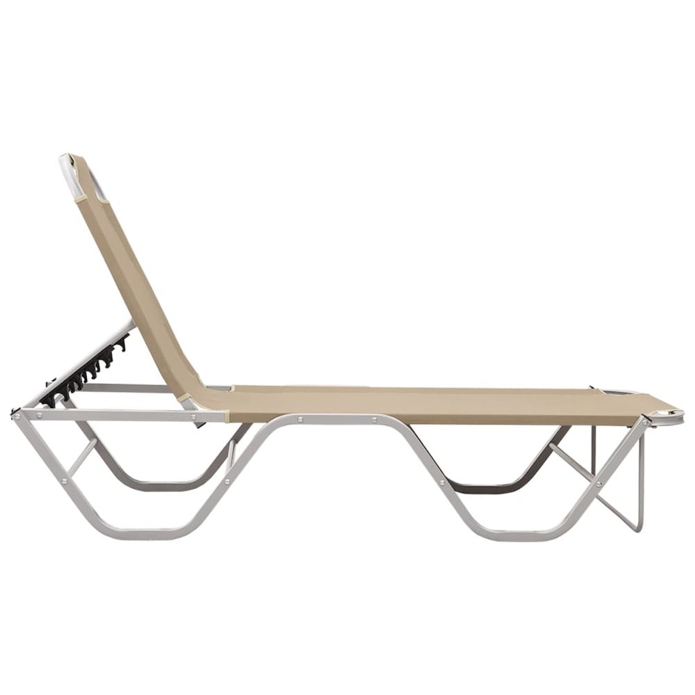 Sun Lounger Cream and Silver Aluminum and Textilene Medium. Picture 3