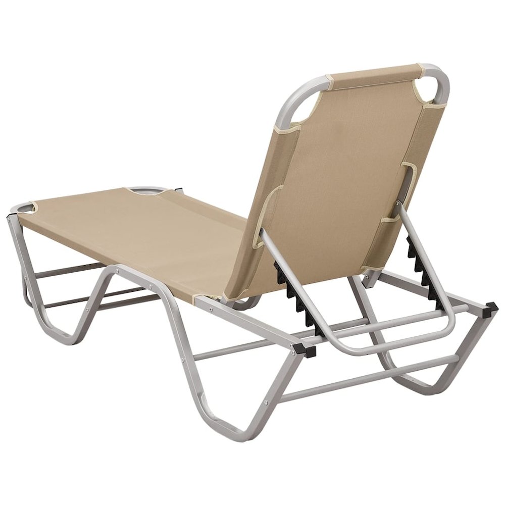 Sun Lounger Cream and Silver Aluminum and Textilene Medium. Picture 4
