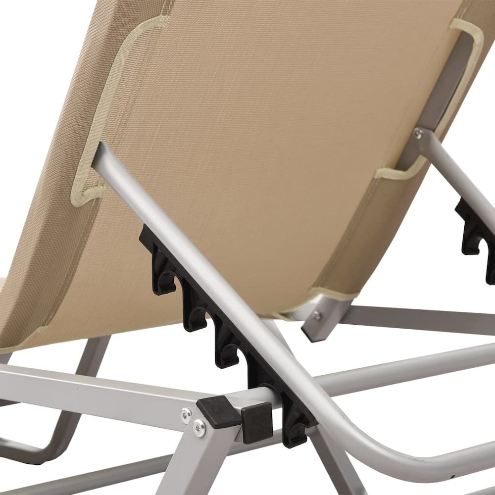 Sun Lounger Cream and Silver Aluminum and Textilene Medium. Picture 7