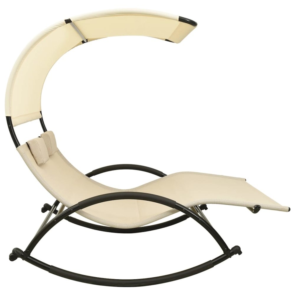 Sun Lounger Cream Textilene, Steel Double Sun Lounger Crescent. Picture 3