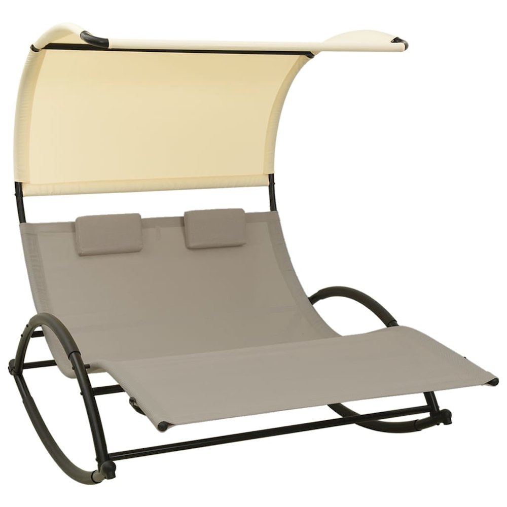 Sun Lounger Taupe and Cream Textilene, Steel Large. Picture 1