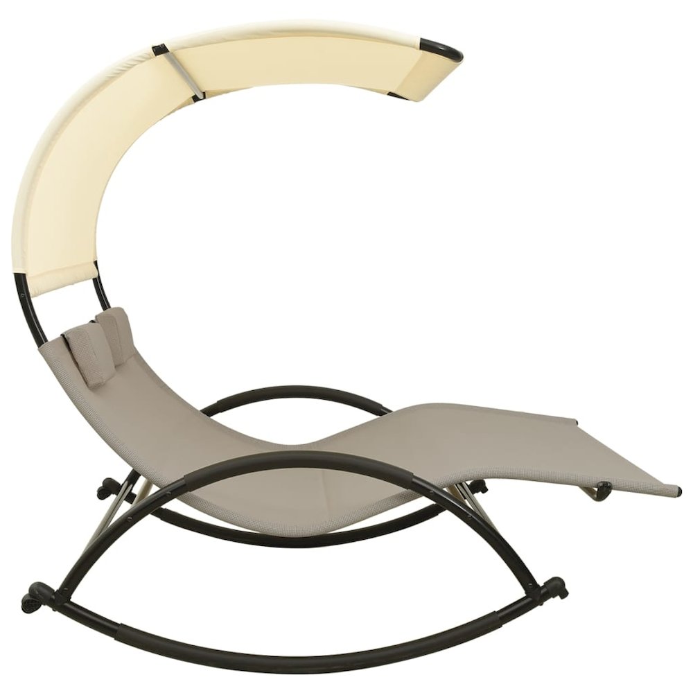 Sun Lounger Taupe and Cream Textilene, Steel Large. Picture 3