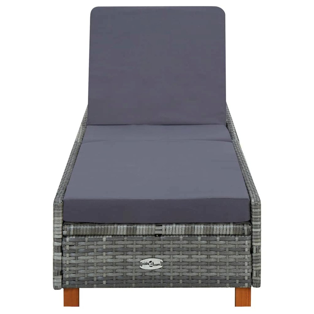 Sunbed Grey PE Rattan Standard Adjustable Armrests Sunbed. Picture 2