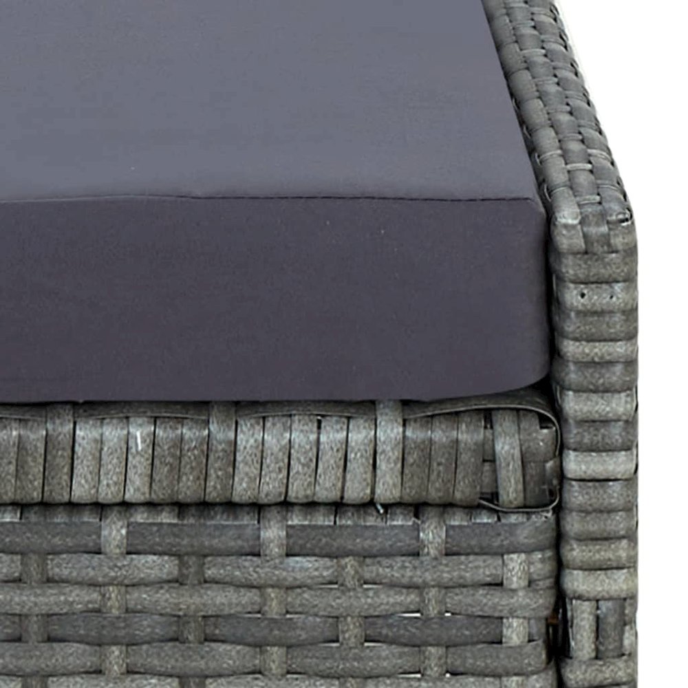 Sunbed Grey PE Rattan Standard Adjustable Armrests Sunbed. Picture 6