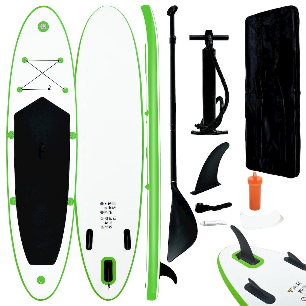 Inflatable Stand Up Paddle Board Set Green and White. Picture 1