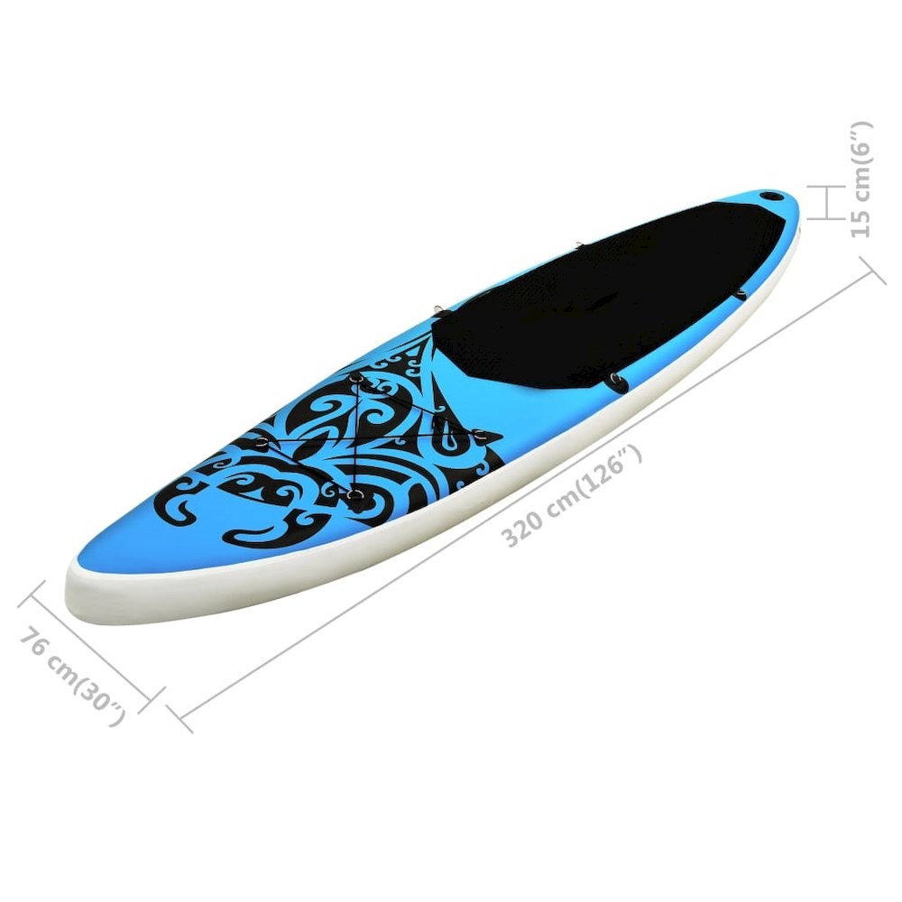 Inflatable Stand Up Paddleboard Set 126"x29.9"x5.9" Blue. Picture 11