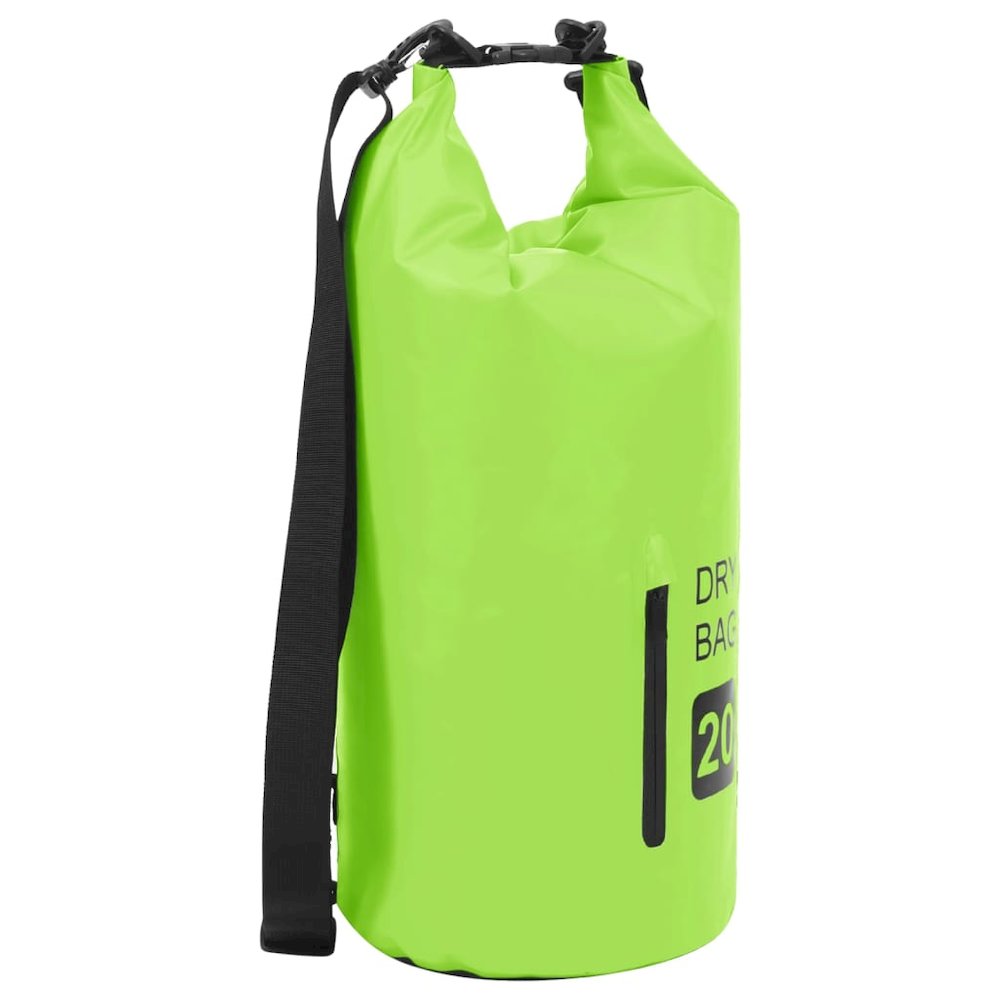 vidaXL Dry Bag with Zipper Green 5.3 gal PVC 2777. Picture 1