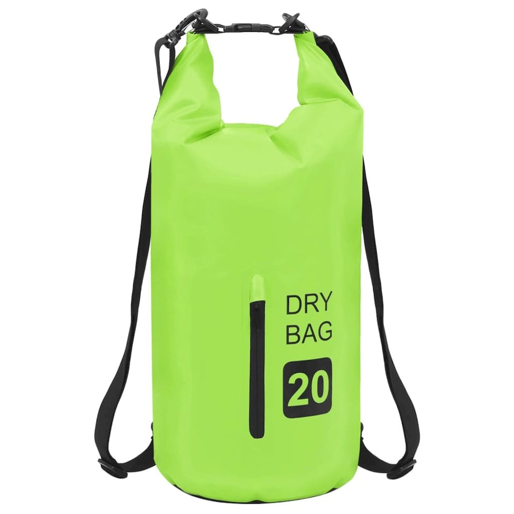 vidaXL Dry Bag with Zipper Green 5.3 gal PVC 2777. Picture 2