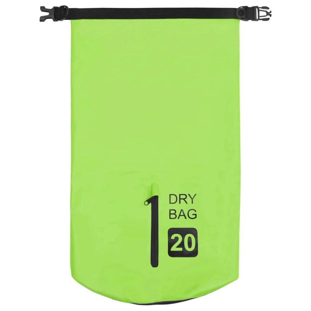 vidaXL Dry Bag with Zipper Green 5.3 gal PVC 2777. Picture 3