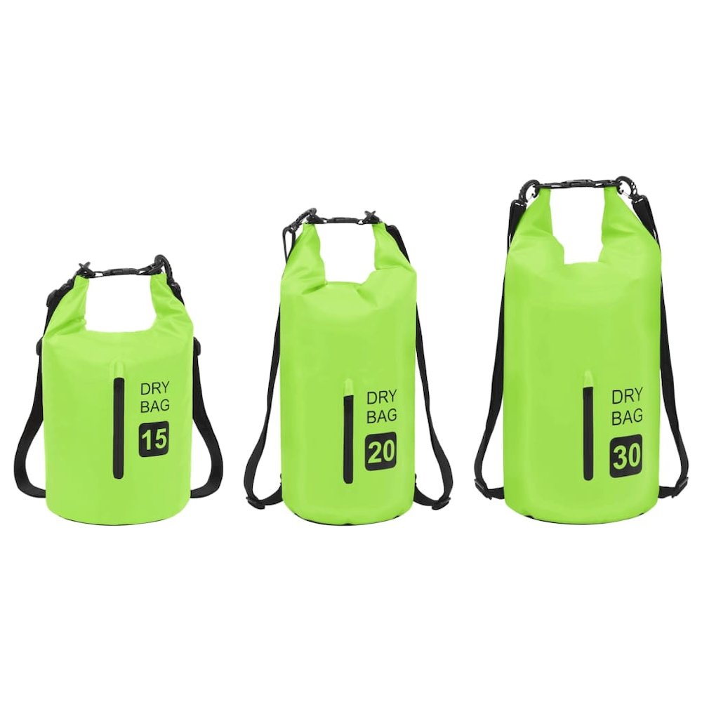 vidaXL Dry Bag with Zipper Green 5.3 gal PVC 2777. Picture 8
