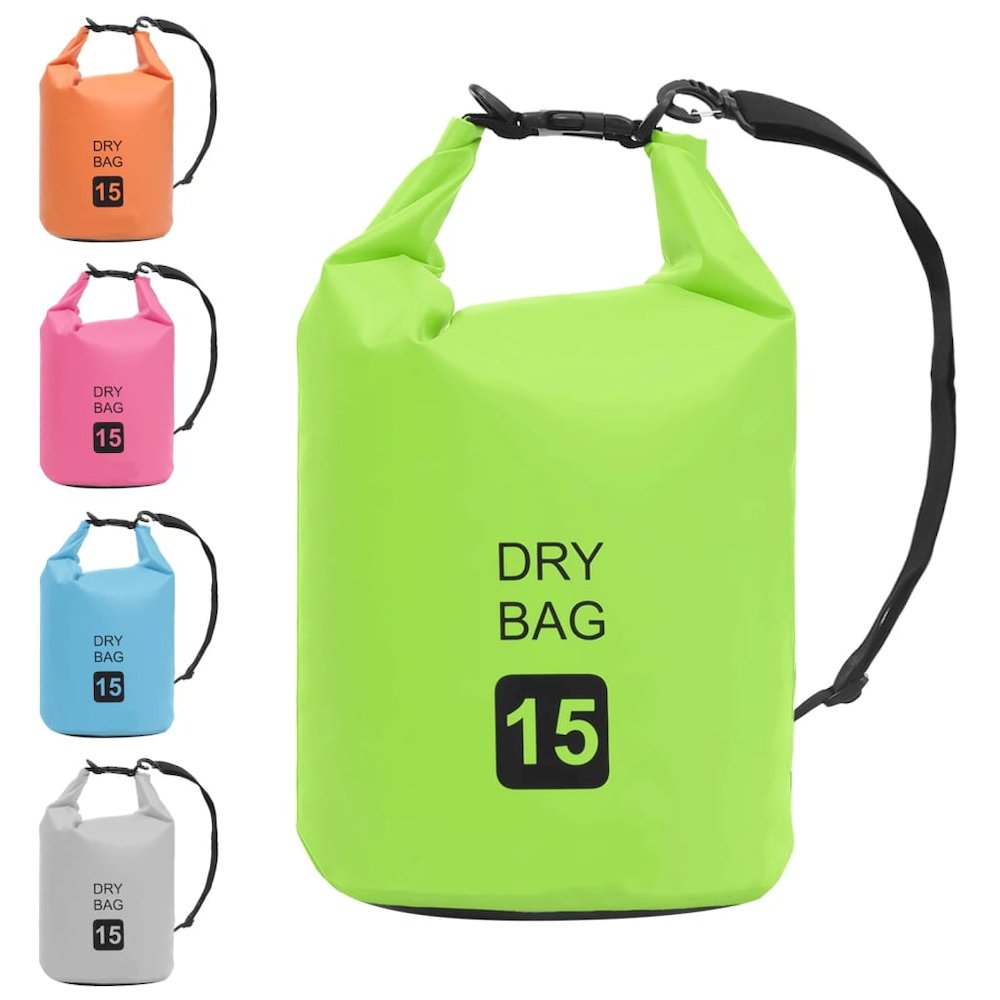 vidaXL Dry Bag Green 4 gal PVC 2781. Picture 9